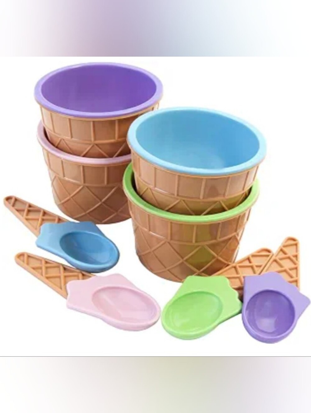 Ice Cream Bowls and Spoons Set of 4